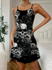 Skull Lover Spaghetti Strap Dress Loungewear